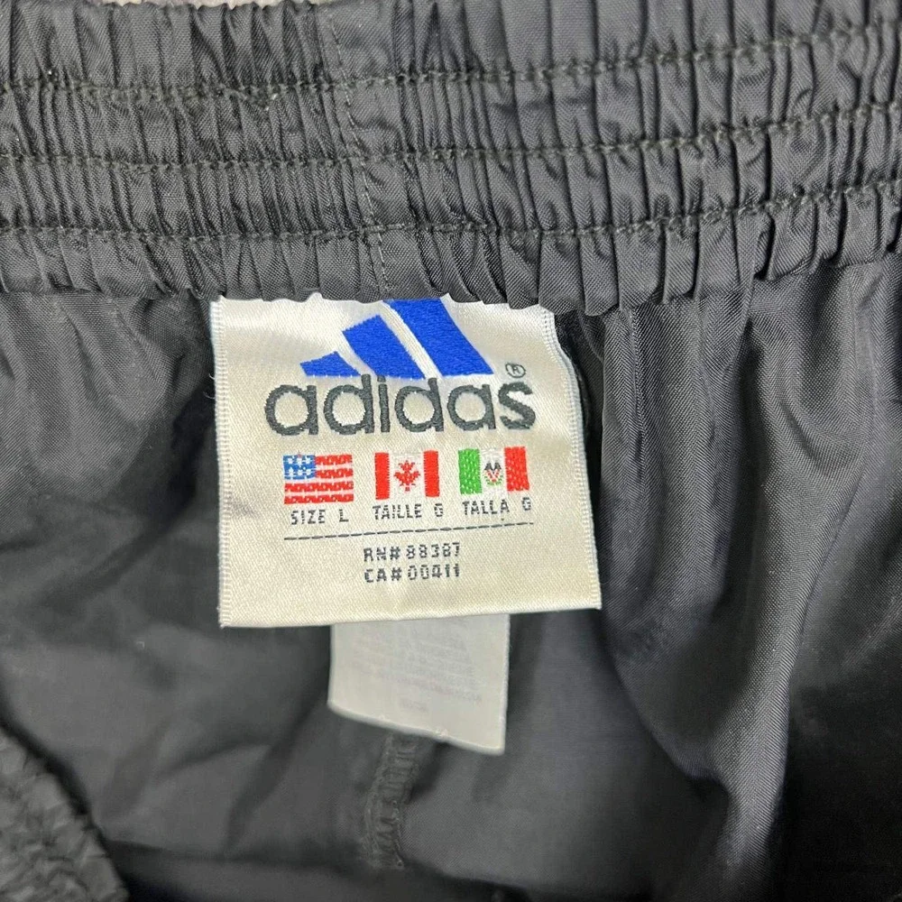 Vintage Adidas Track Pants Men Large Black White 3 Stripe Snap Button 40x31 L